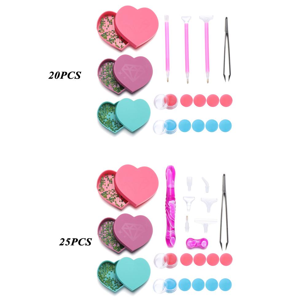 Set 20 / 25 Hộp Đựng Hạt Nhựa Hình Trái Tim Sức Chứa Lớn