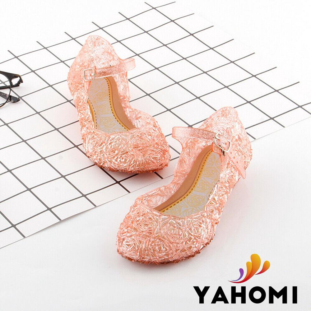 Giày sandal cao gót đính đá phong cách công chúa băng giá cho bé gái