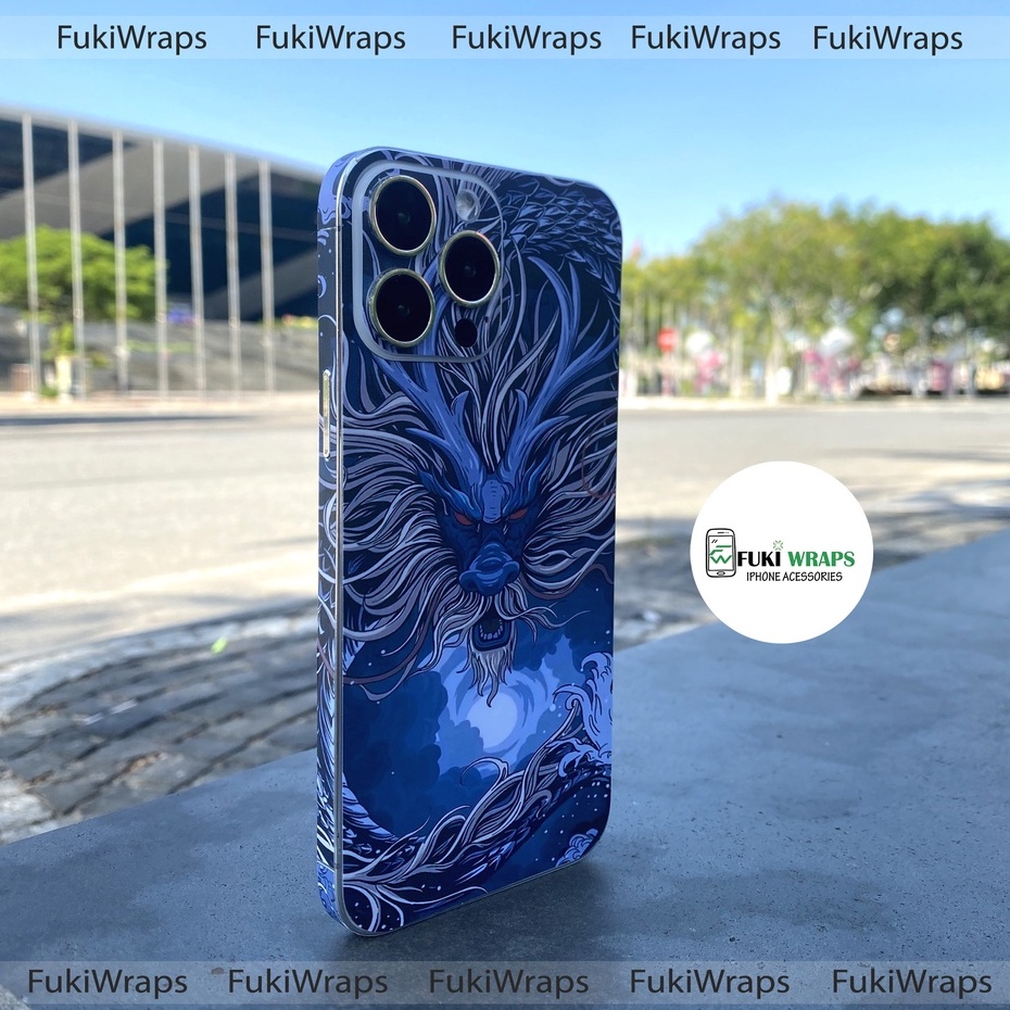 Tấm dán Skin Mặt Sau Rồng Xanh FULL VIỀN Dành Cho 13prm , 12prm , 11prm , x , xsm , ip11 , ip12 , ip13 - FukiShop