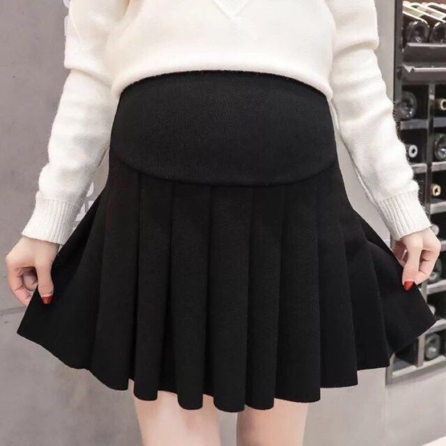 [siêu rẻ] Chân váy Bầu xếp ly,có đỡ bụng, chun điều chỉnh, chất umi mềm mịn