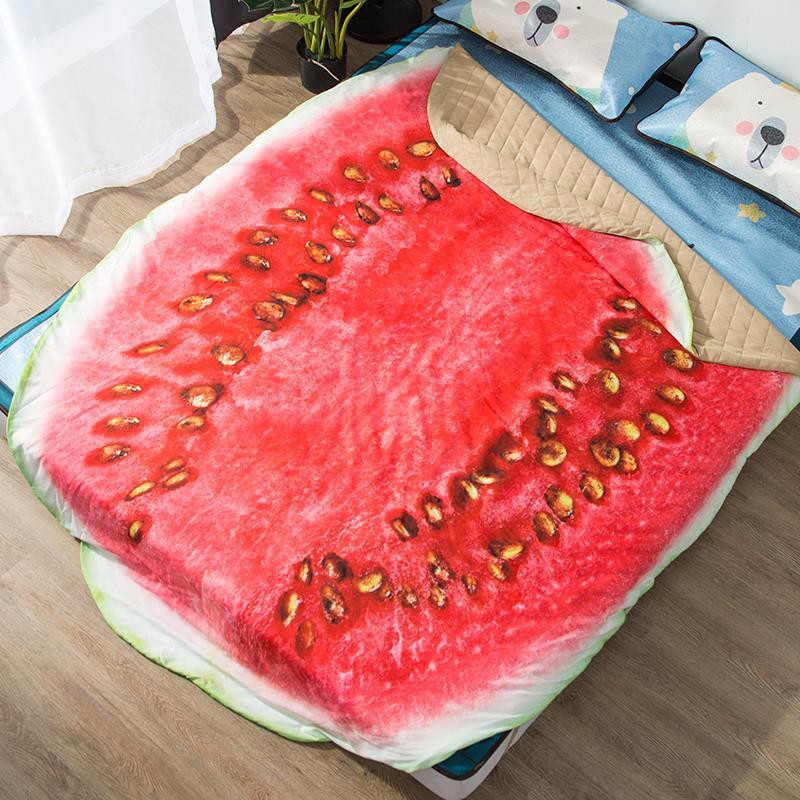 ☇❣❒Mùa hè chăn đơn điều hòa vào mát mỏng trái cây dưa hấu sofa giường mới bán nóng