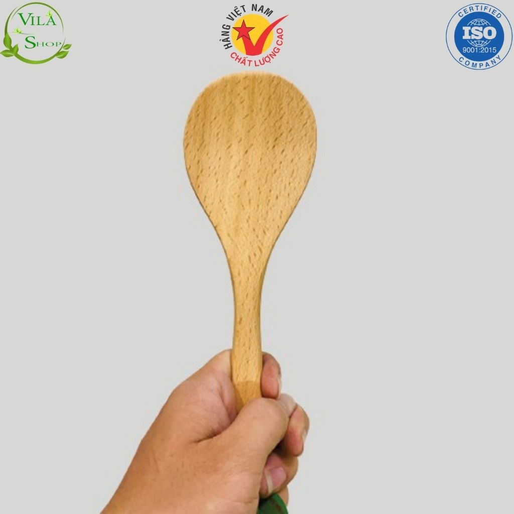Muỗng Xới Cơm, Muôi Cơm, Thìa Xào Nấu Đồ Ăn Cán Vừa Chất Liệu Gỗ Chống Dính