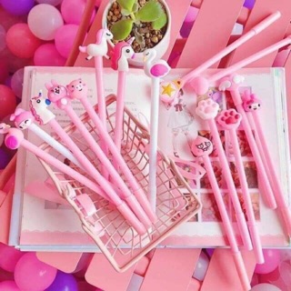 Sét 20 bút bi nước hình thú đáng yêu kèm túi đựng