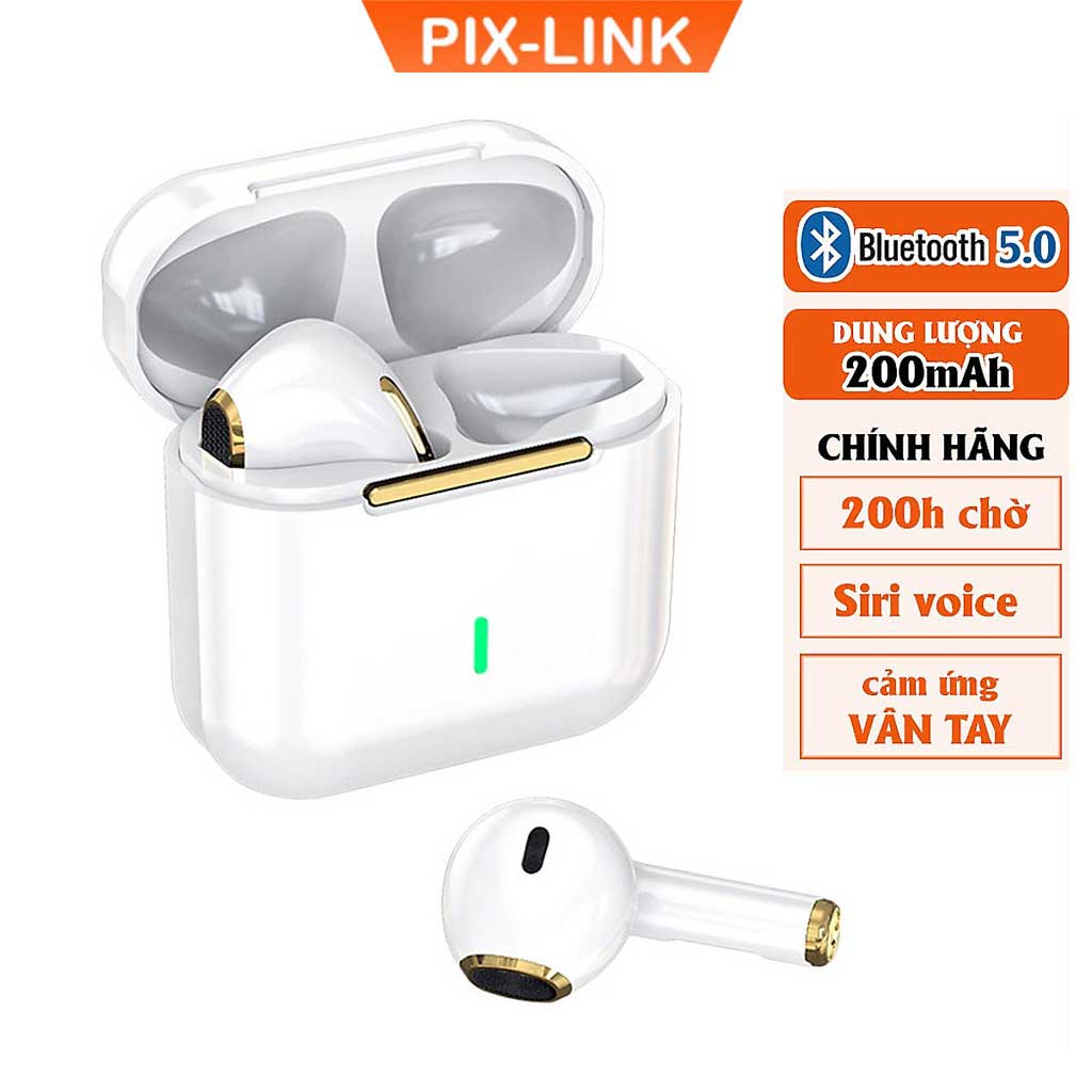 Tai nghe nhét tai bluetooth tws Pix-Link Air-S4 chính hãng micro chống ồn, điều khiển cảm ứng, nghe đơn hoặc đôi