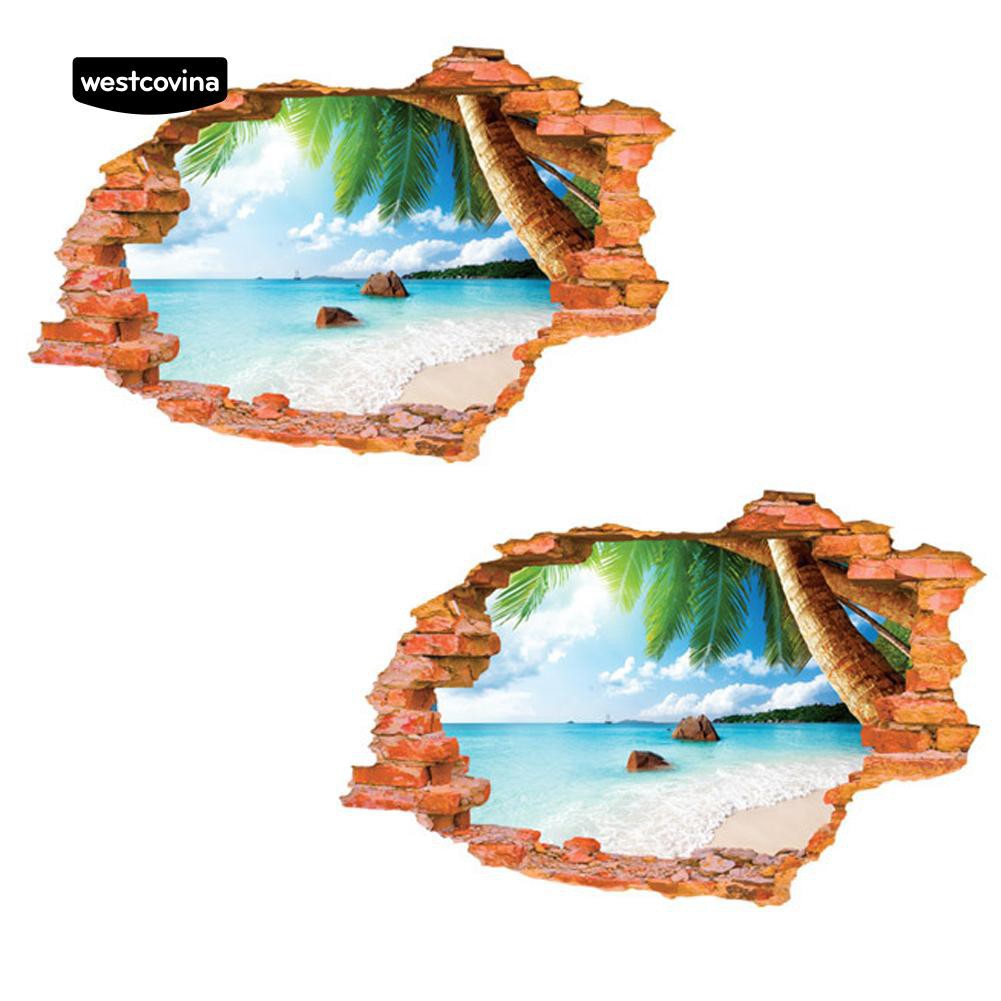 Sticker dán tường hình bãi biển