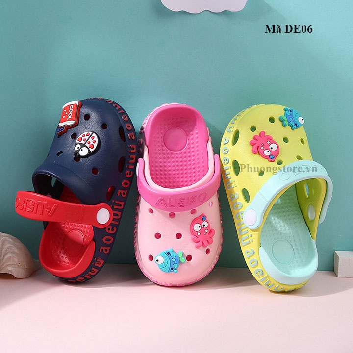 Dép sục cho bé gái bé trai từ 0-5 tuổi siêu nhẹ, kháng khuẩn DE06