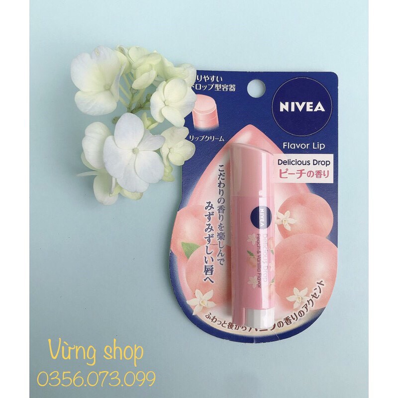 Son dưỡng môi Nivea Flavor Lip Nhật Bản hương đào có màu nhẹ 3.5g (Hàng nội địa Nhật)