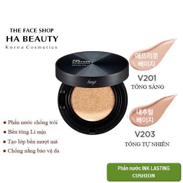 Phấn nước trang điểm lâu trôi che phủ tốt khuyết điểm hàn quốc The Face Shop fmgt Ink Lasting Cushion 15g SPF30 PA++