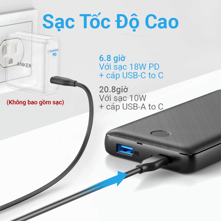 Pin Dự Phòng ANKER PowerCore Essential 20.000mAh Power Delivery - A1287- SẠC DỰ PHÒNG PIN LÂU KHÔNG NÓNG MÁY