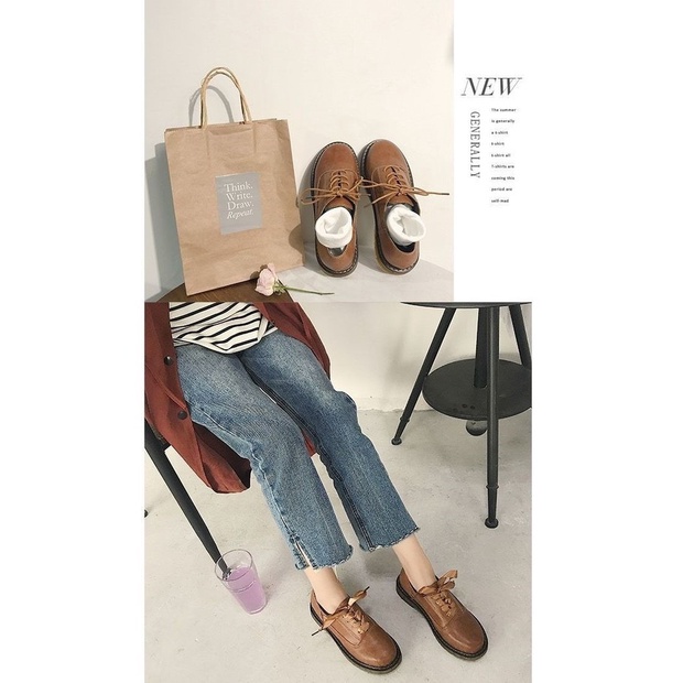 Giày Vintage Harajuku thắt nơ