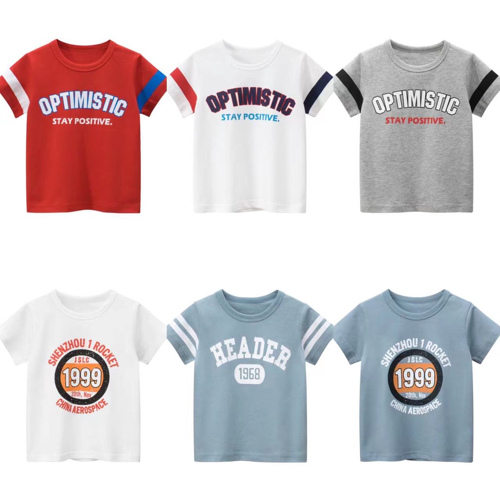 Áo thun SOFFNY cotton tay ngắn in họa tiết chữ cái thời trang mùa hè dành cho bé trai và bé gái