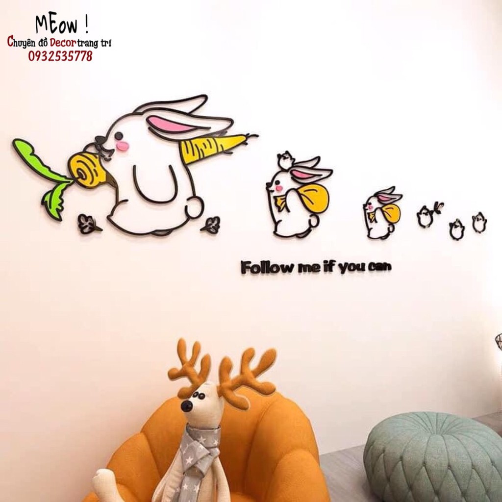 Shop Meo decor, Tranh 3D mica dán tường, dán kính, gạch trang trí, Mẫu Follow me if you can