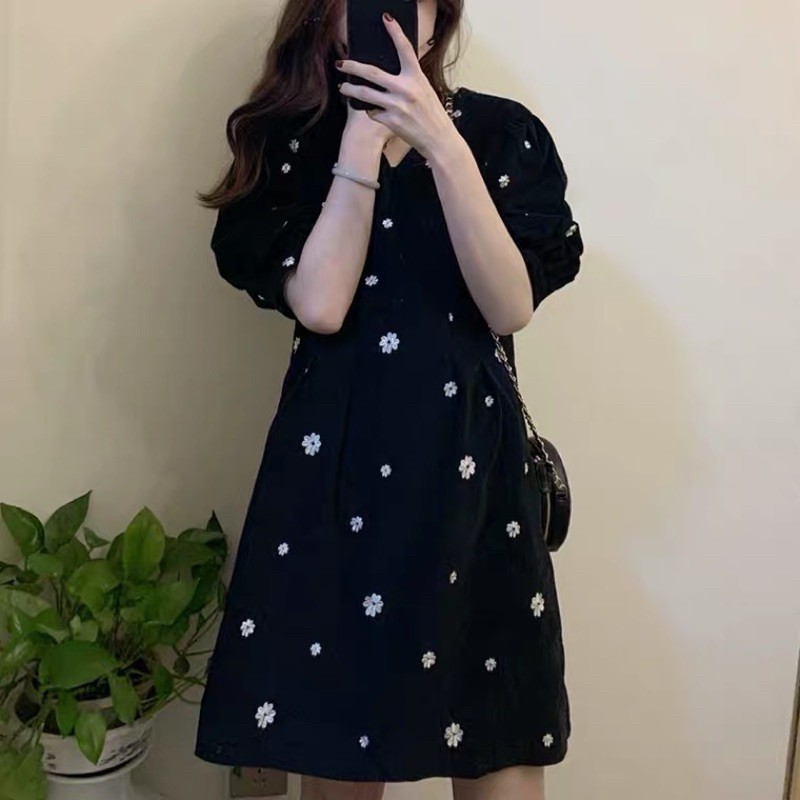 Đầm hoa cổ V bigsize