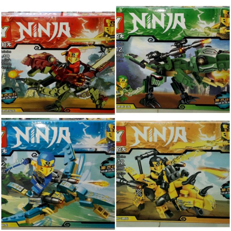 Lắp ráp 1 hộp_LegoNinja Cưỡi Khủng long 68118 có trên 115 chi tiết bằng nhựa ABS