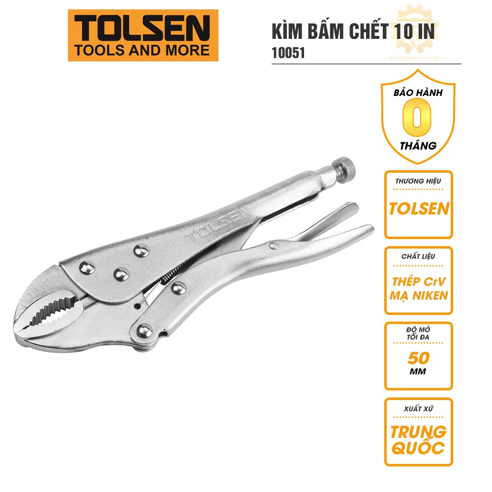 Kìm bấm chết 10 inch TOLSEN 10051 chất liệu thép mạ niken độ mở tối đa 50mm