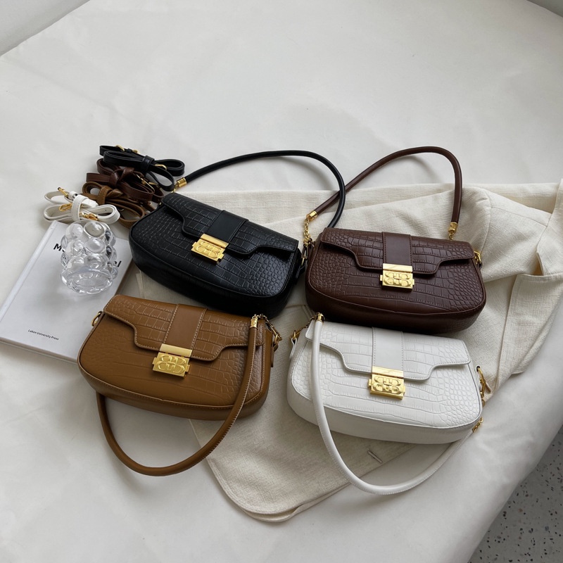 Túi Đeo Chéo Họa Tiết Da Cá Sấu Phong Cách Hàn Quốc Cổ Điển Thời Trang Cho Nữ