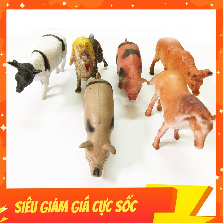 Đồ Chơi Mô Hình Động Vật Gồm 6 Con Thú Nuôi Trong Gia Đình, Ngộ Nghĩnh, Mô Phỏng Như Thật