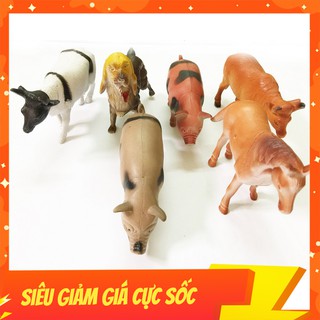 Đồ Chơi Mô Hình Động Vật Gồm 6 Con Thú Nuôi Trong Gia Đình, Ngộ Nghĩnh, Mô Phỏng Như Thật