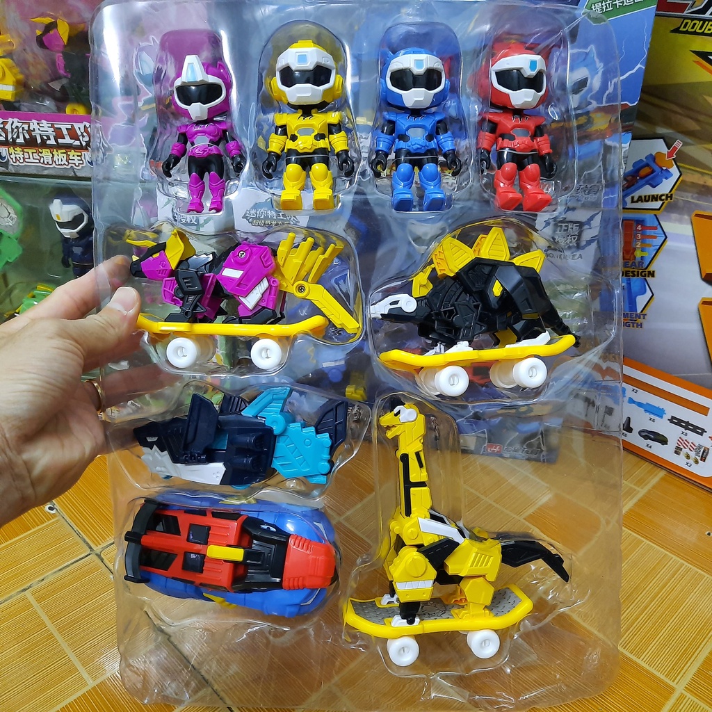 Bộ miniforce nhí mini đồ chơi trẻ em Biệt đội siêu nhân nhí gồm siêu nhân và khủng long