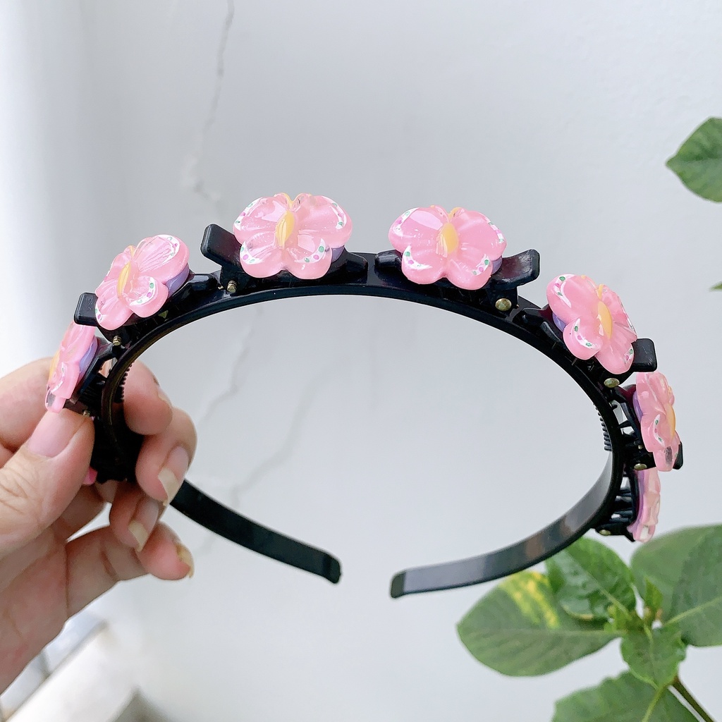 Cài tóc hình hoa dễ thương cho bé, băng đô tạo phồng phong cách Hàn quốc