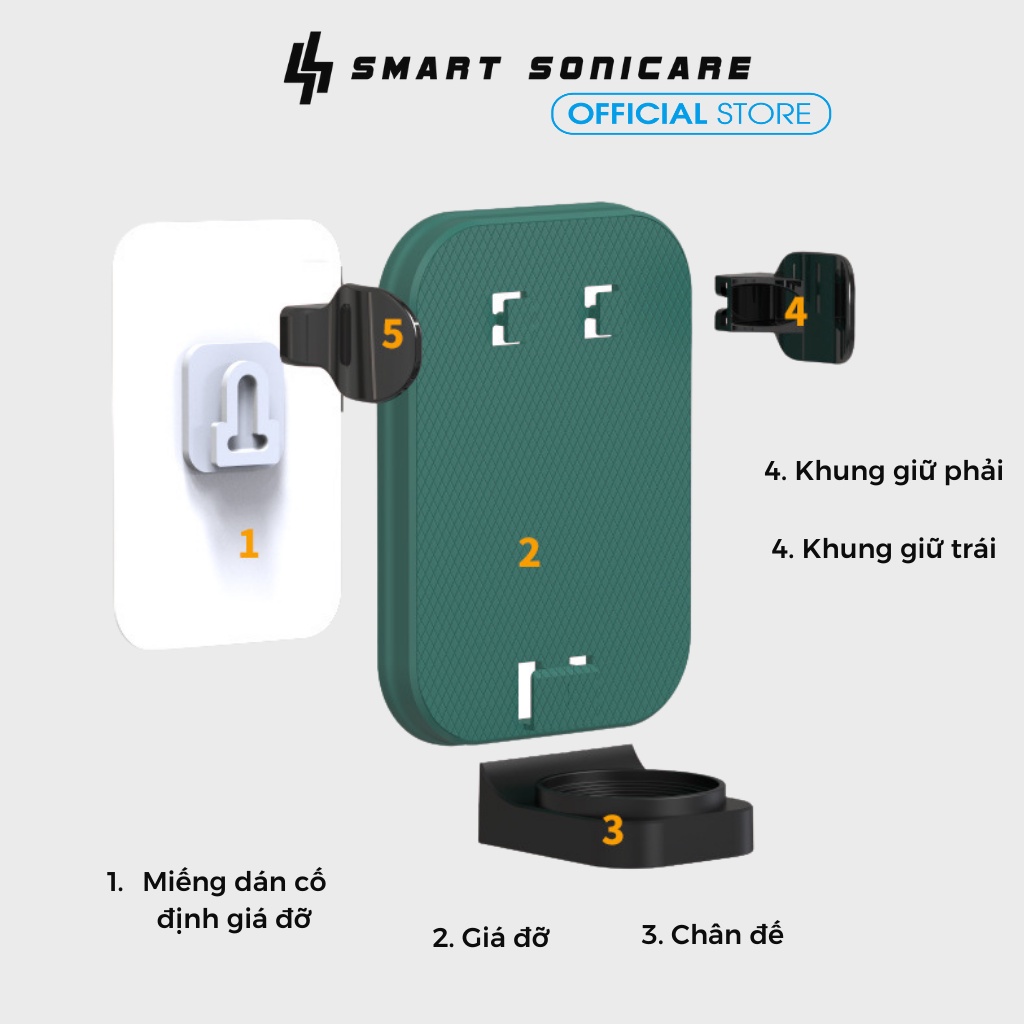 Giá treo bàn chải điện Smart Sonicare chất liệu ABS dễ lắp đặt (sử dụng được cho hầu hết các loại bàn chải điện) đen