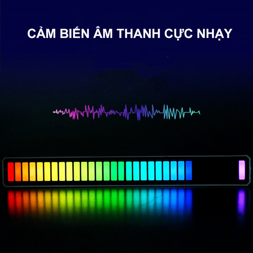 Đèn nháy theo nhạc RGB Pro, đèn led cảm biến âm thanh chạy pin, mẫu led điều khiển qua app trên smartphone - BH 12 tháng