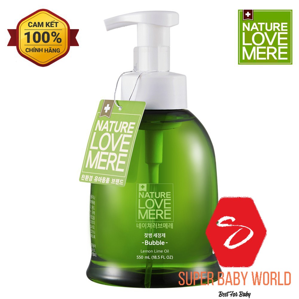 Nước rửa bình sữa tạo bọt Nature Love Mere chai 550ml/ túi 500ml