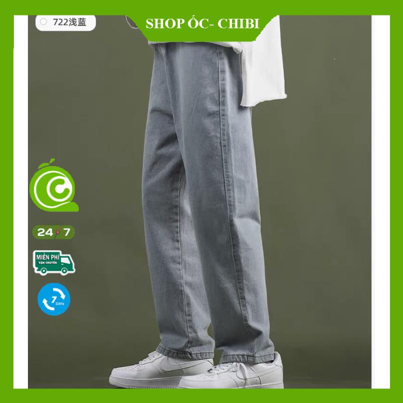 Quần jean bò baggy nam màu xanh ống suông rộng Unisex hàng Quảng Châu phong cách Hàn Quốc style hot 2022 ShopỐcChibi