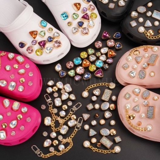 （STICKER 3D SET 24PCS+） charm GẮN DÉP cross DÉP SỤC, DÉP CÁ SẤU sandal