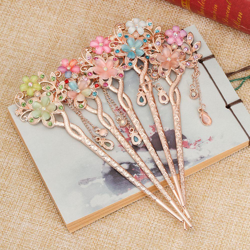 CACTU Lược Cài Tóc Đính Hoa Phong Cách Vintage