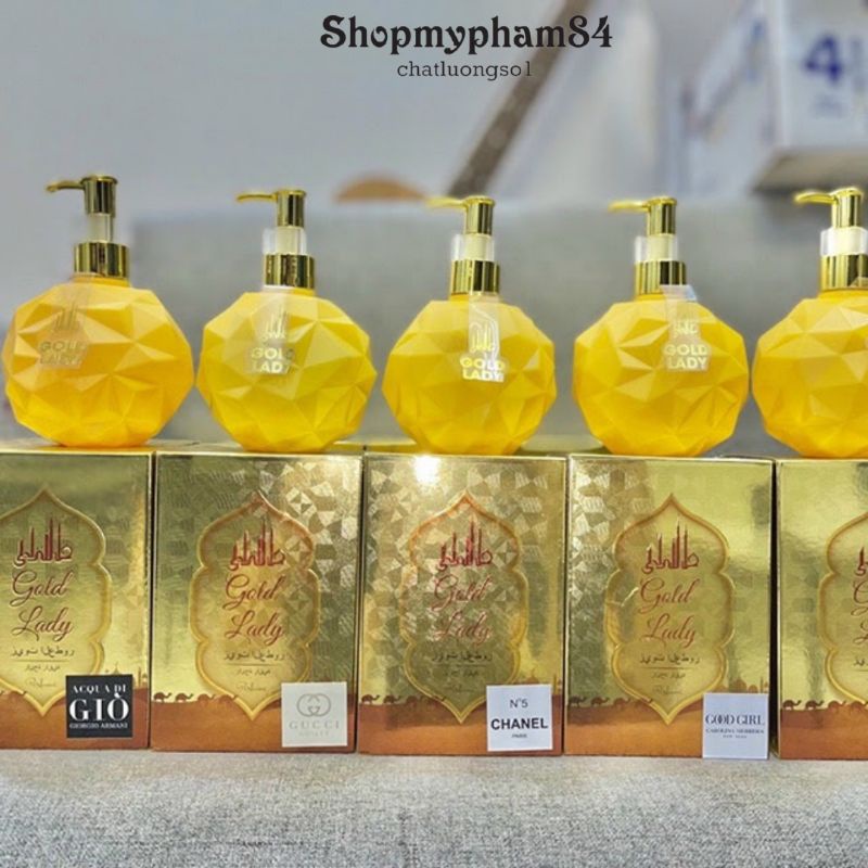 Sữa Tắm Hương Nước Hoa Dubai Gold Lady  Dưỡng Trắng Da Toàn Thân 400ml