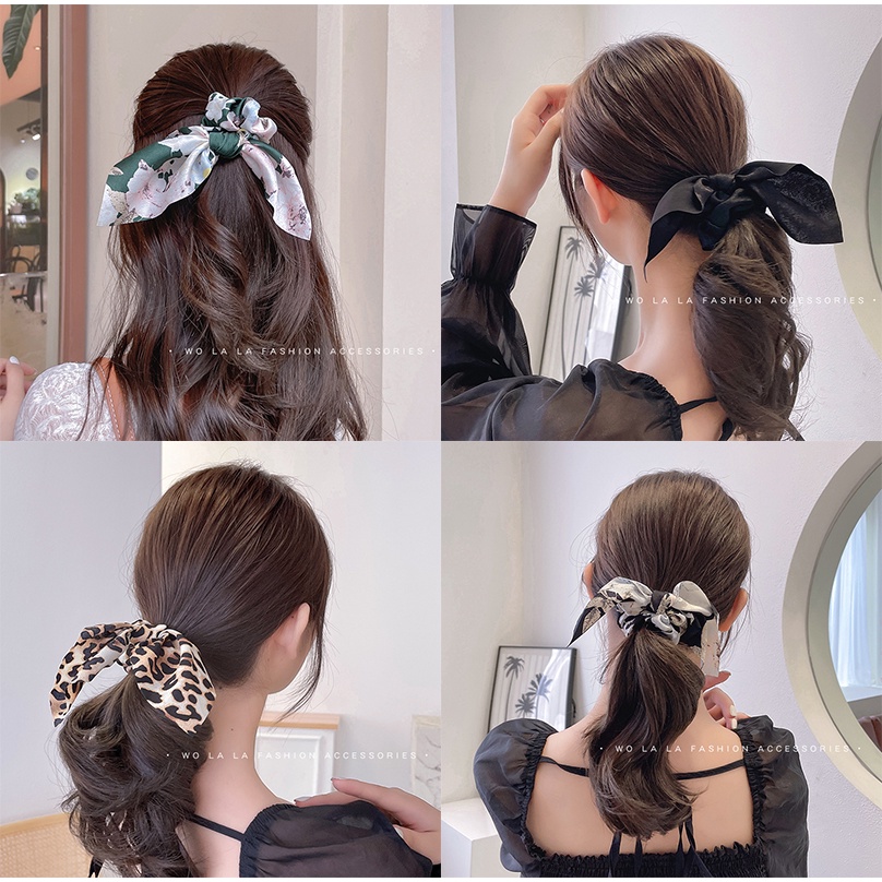 Dây buộc tóc ruy băng thắt nơ phong cách Hàn Quốc cho nữ