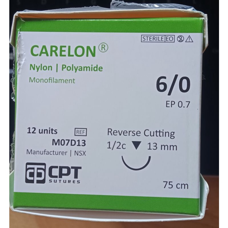 Chỉ phẫu thuật CPT Cerelon Nylon 6/0 - Hộp 12 tép