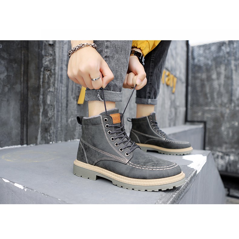 Giày Boots cao cổ nam da bò cao cấp đế khâu chắc trắn cực bền fashion phong cách đường phố Hàn Quốc siêu Hot NB-36 | BigBuy360 - bigbuy360.vn