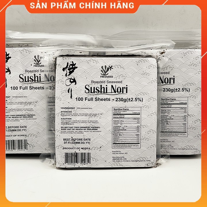 Rong Biển Cuộn Cơm 100 lá 🍀FREESHIP🍀 Yaki Nori Gimbab hiệu Fresiweed Hàn Quốc