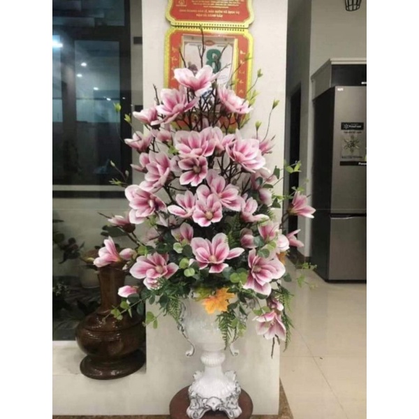 Cành mộc lan cao su 5 bông to cành dài 95cm - Cành hoa giả, cắm lọ, cắm lẵng, trang trí nhà cửa, văn phòng