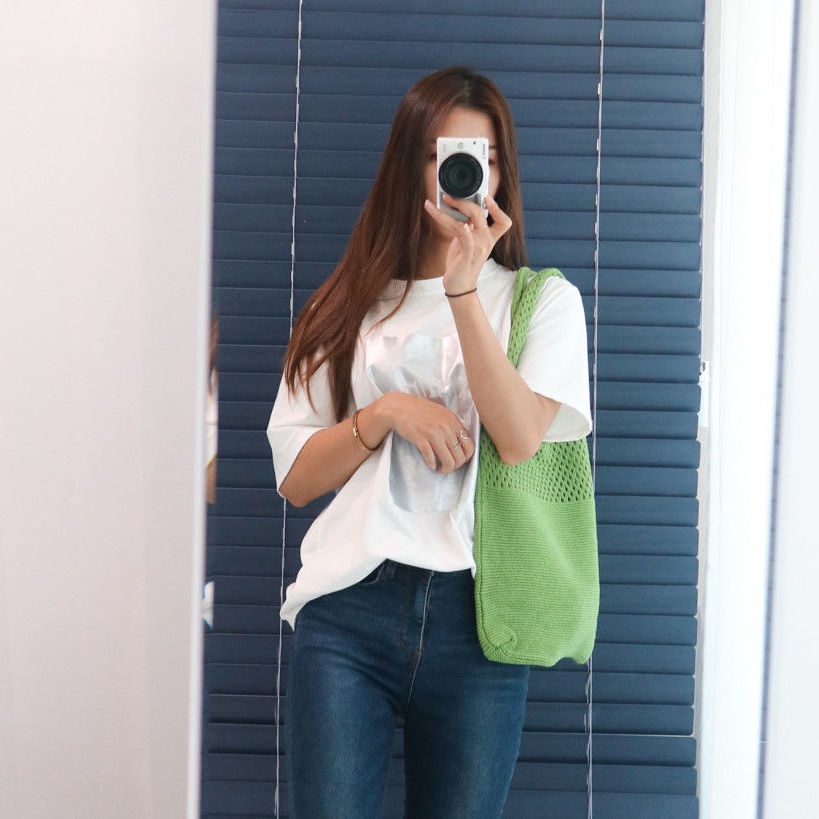 Túi xách len dệt kim phong cách retro thời trang