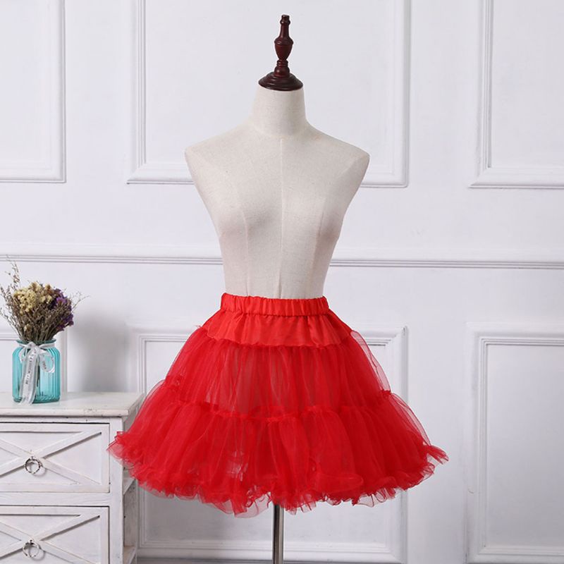 Youyo Chân Váy Xòe Tutu Vải Tuyn Lưng Thun Phối Bèo Nhún Hóa Trang Lolita Cổ Điển Cho Nữ