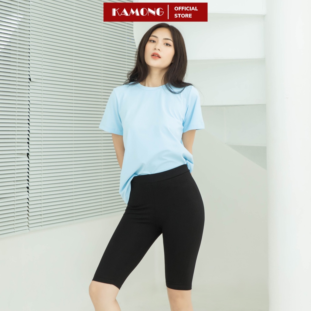 Quần legging ngố nữ KAMONG vải cotton dẻo co dãn tốt cạp cao dáng lửng ngắn LG002