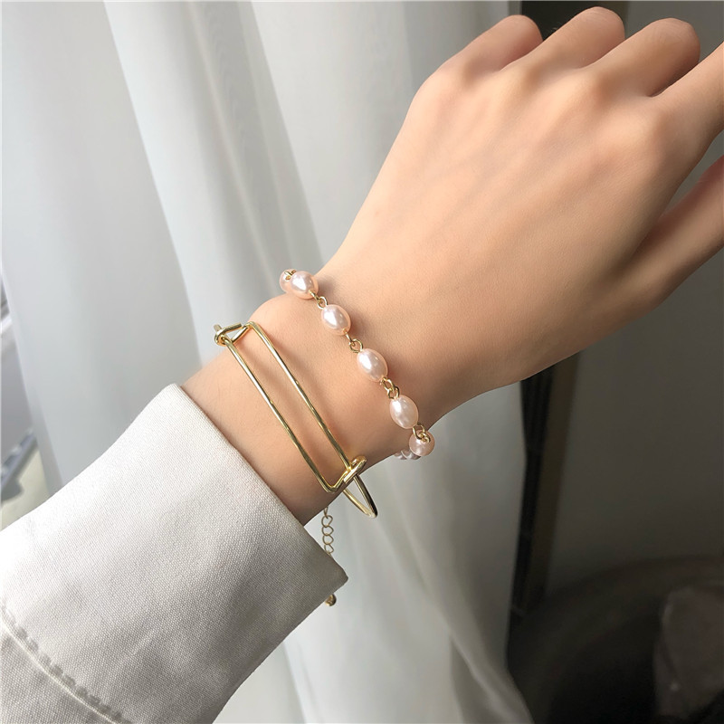 Vòng Tay Nhiều Lớp Đính Ngọc Trai Nhân Tạo Phong Cách Hàn Quốc