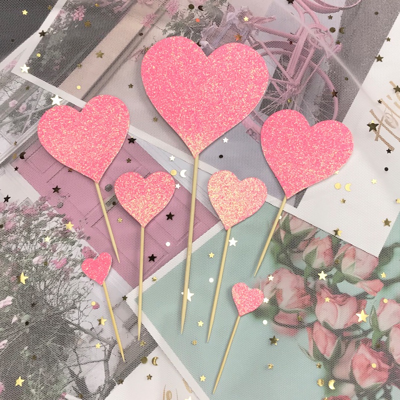 Bộ 7 Phụ Kiện Trang Trí Bánh Kem Hình Chữ love Xinh Xắn