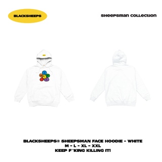 Áo nỉ hoodie form suôn blacksheeps màu trắng aka sheepsman face hoodie - white
