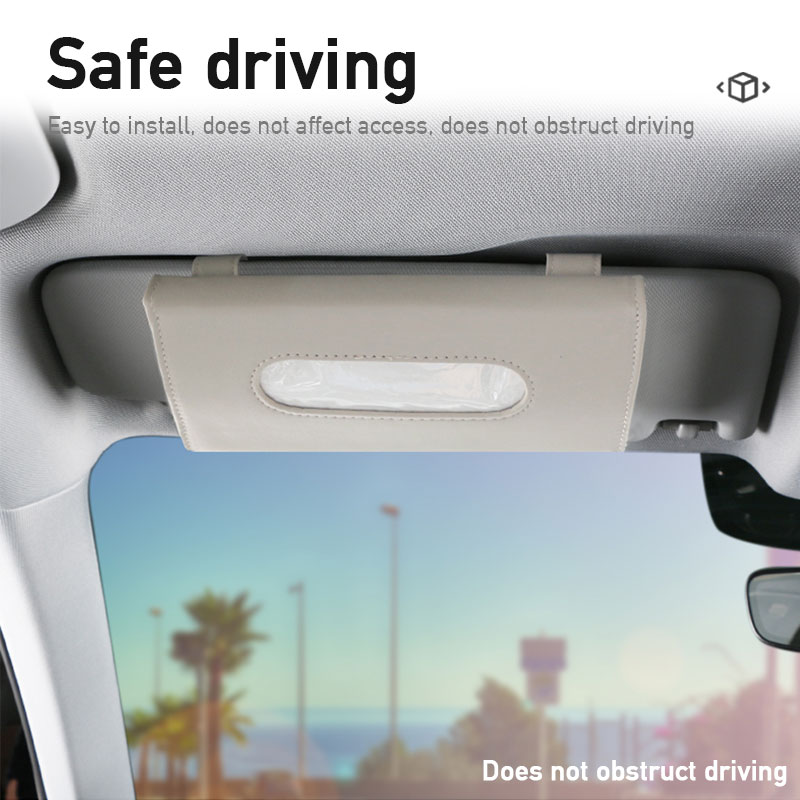 Túi đựng khăn giấy SEAMETAL gắn tấm che nắng cho ô tô bằng da PU đa năng