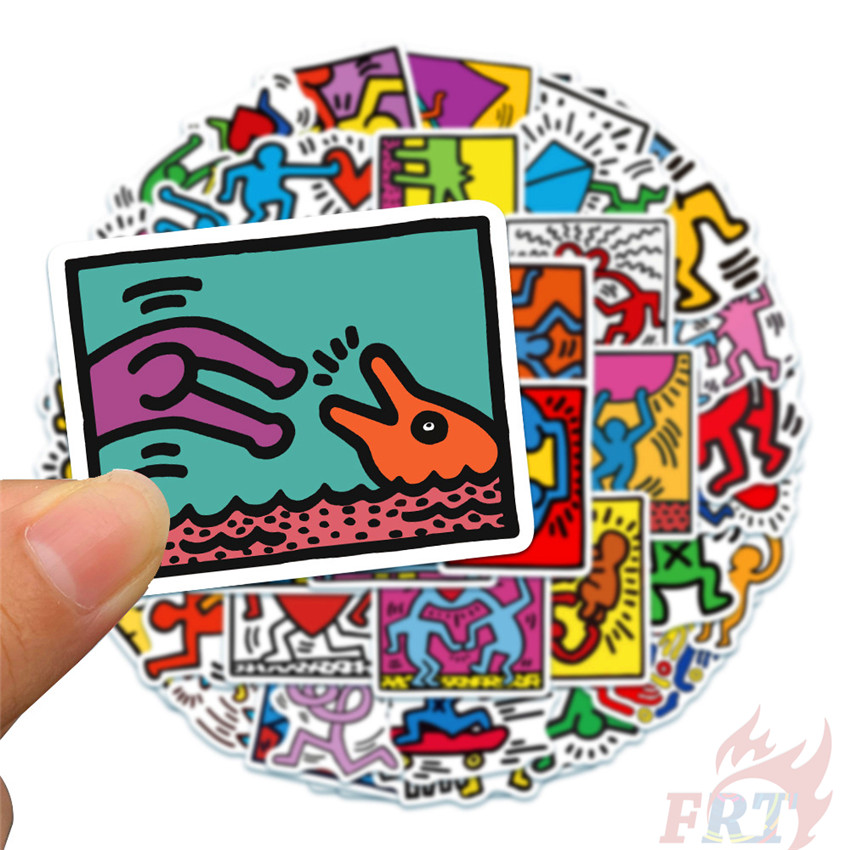 Set 50 nhãn dán trang trí họa tiết Keith Haring Series 02 độc đáo
