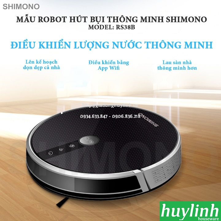 [Mã ELHAMS5 giảm 6% đơn 300K] Robot hút bụi lau nhà Shimono RS38B - Điều khiển smartphone