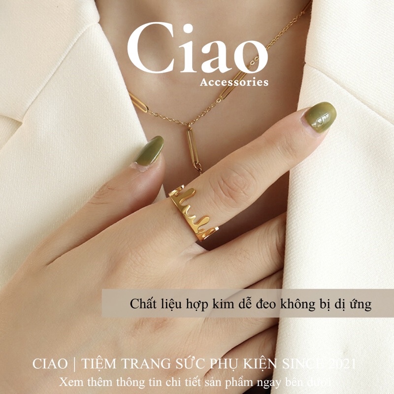 [TRENDY] Nhẫn mạ bạc S925 thiết kế hoạ tiết hình vương miện phong cách đơn giản mới lạ Nora Ciao