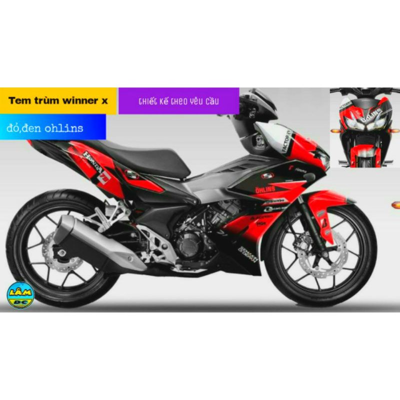 TEM TRÙM WINERX ĐỎ ĐEN TRẮNG MẪU OHLINS MỚI ĐẸP