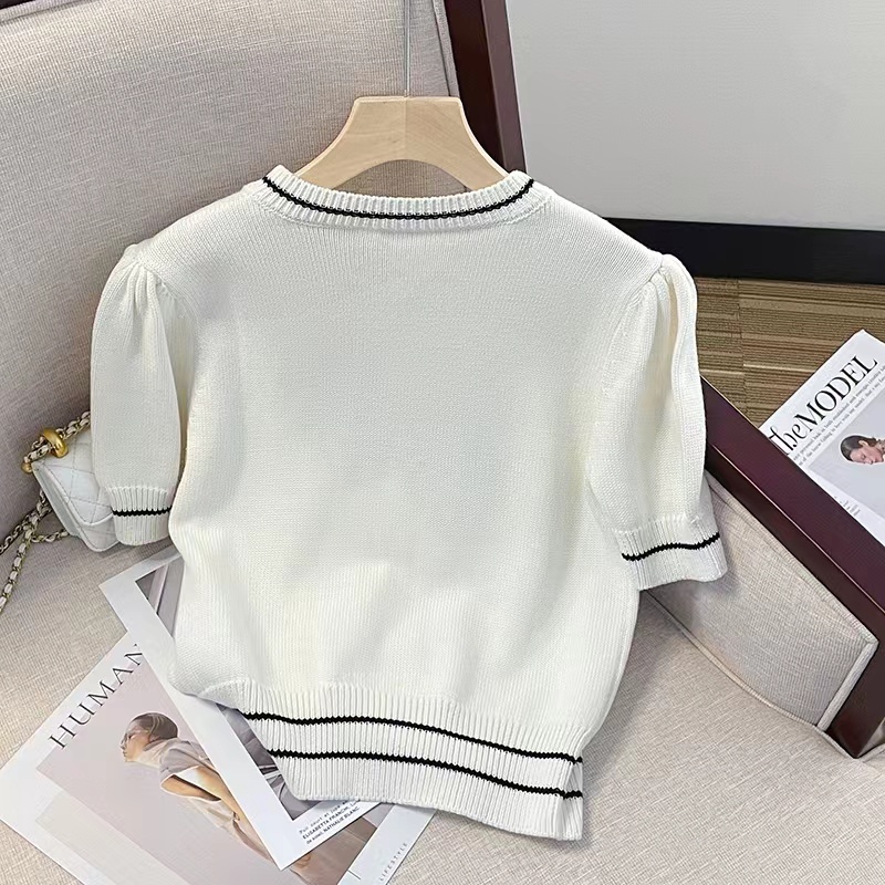 Áo Thun Dệt Kim Tay Ngắn In Hình Dâu Tây Thời Trang Mùa Hè Hàng Mới Dành Cho Bạn Nữ