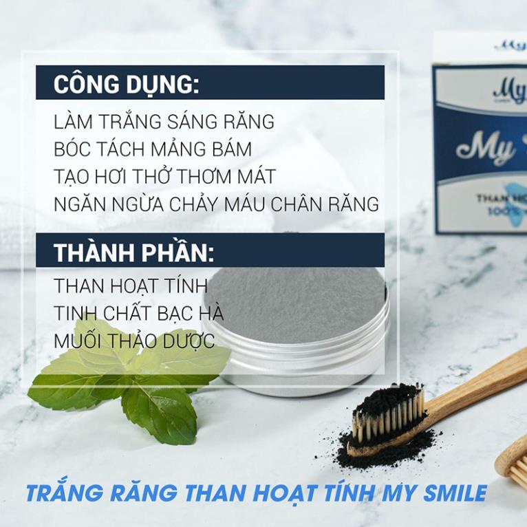 Bột trắng răng than hoạt tính My Smile 50gr bột đánh răng từ than tre hoạt tính
