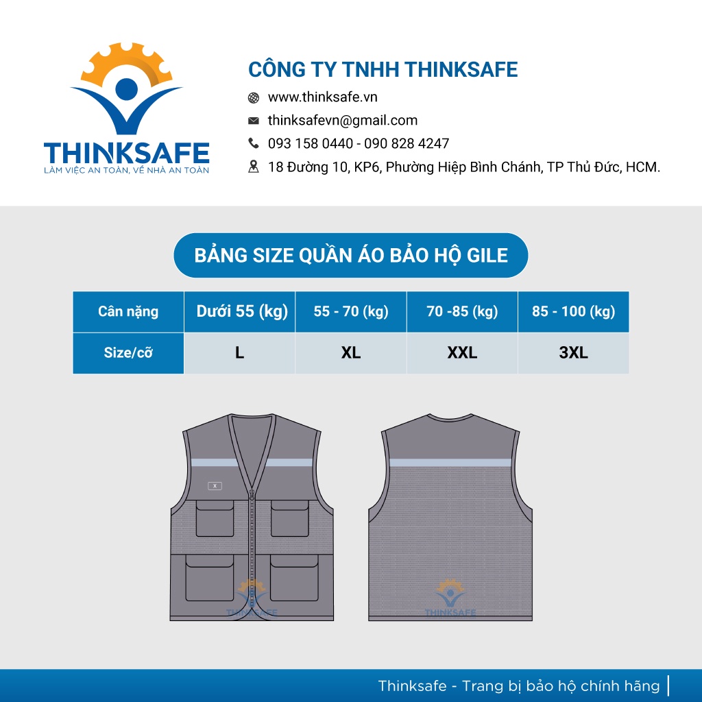 Áo gile áo phản quang giá rẻ, gi lê cho kỹ sư, áo lưới công nhân, vải Pangrim Hàn Quốc cao cấp bền - THINKSAFE